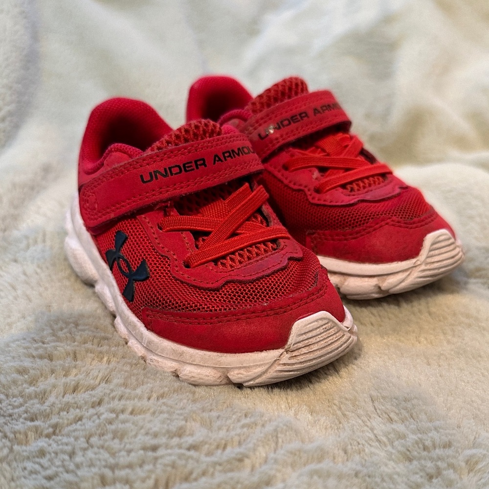 Under Armour Kids Red and Black Sneakers